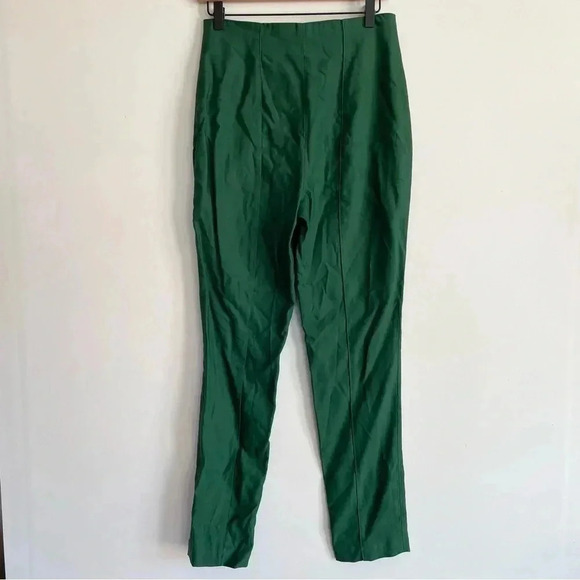 NWT Diane Von Furstenberg High Waisted Skinny Pant Bottle Green Pleated 4 - Picture 3 of 11